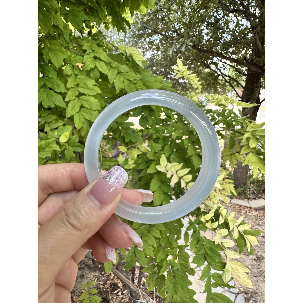 ⁠Luminous Moonstone Glow Cat's Eye Bangle | Translucent Ice Bracelet 57mm⁠ C04